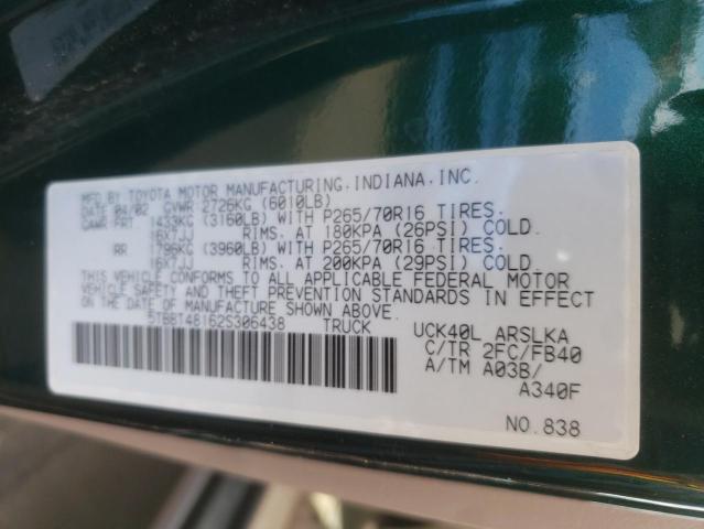Photo 10 from auction – 2002 TOYOTA TUNDRA ACC with VIN 5TBBT48162S306438