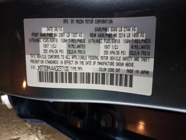 Photo 10 from auction – 2010 MAZDA CX-9 with VIN JM3TB3MV4A0237100