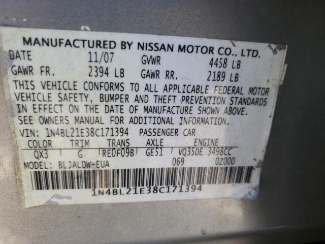 Photo 10 from auction – 2008 NISSAN ALTIMA 3.5 with VIN 1N4BL21E38C171394