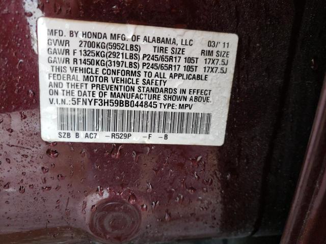 Photo 10 from auction – 2011 HONDA PILOT EXL with VIN 5FNYF3H59BB044845