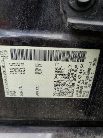 Photo 10 from auction – 2010 NISSAN MAXIMA S with VIN 1N4AA5AP1AC874454