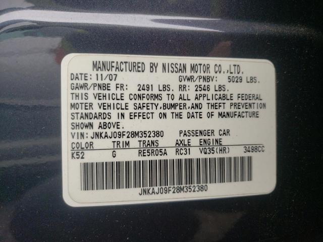 Photo 10 from auction – 2008 INFINITI EX35 BASE with VIN JNKAJ09F28M352380