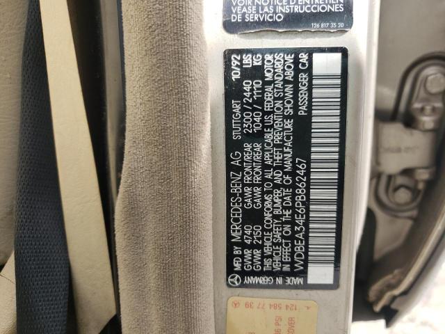 Photo 10 from auction – 1993 MERCEDES-BENZ 400 E with VIN WDBEA34E6PB862467