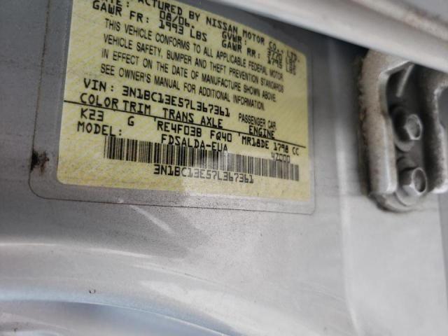 Photo 10 from auction – 2007 NISSAN VERSA S with VIN 3N1BC13E57L367361