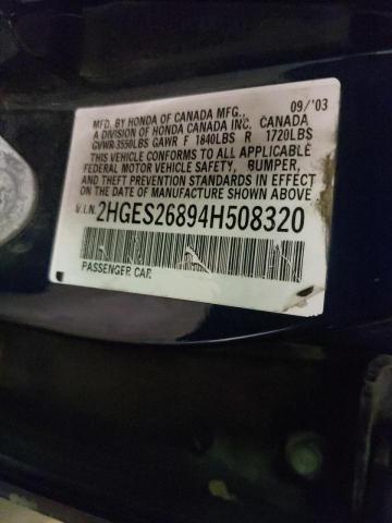 Photo 10 from auction – 2004 HONDA CIVIC EX with VIN 2HGES26894H508320