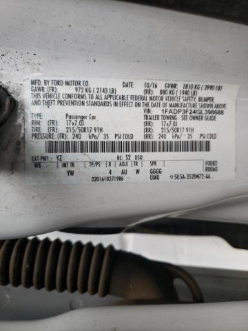 Photo 10 from auction – 2016 FORD FOCUS SE with VIN 1FADP3F24GL398688
