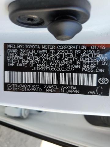 Photo 10 from auction – 2016 TOYOTA PRIUS with VIN JTDKBRFU8G3003027