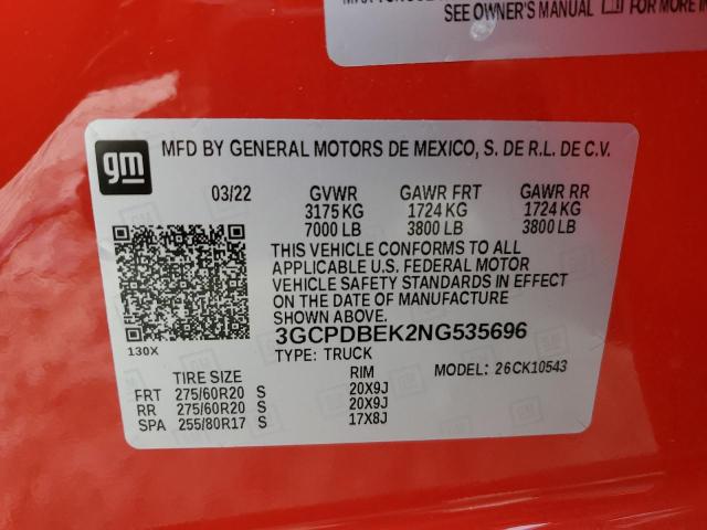 Photo 10 from auction – 2022 CHEVROLET SILVERADO with VIN 3GCPDBEK2NG535696