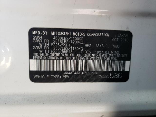 Photo 10 from auction – 2019 MITSUBISHI ECLIPSE CR with VIN JA4AT4AA2KZ021936