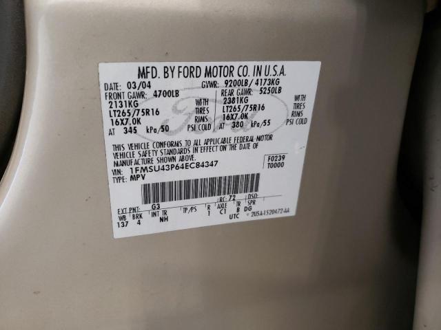 Photo 10 from auction – 2004 FORD EXCURSION with VIN 1FMSU43P64EC84347