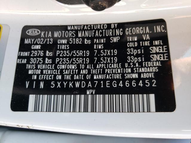 Photo 10 from auction – 2014 KIA SORENTO SX with VIN 5XYKWDA71EG466452