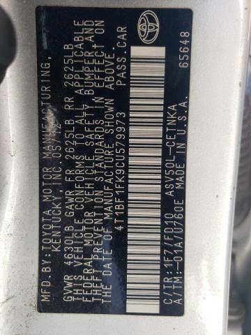 Photo 10 from auction – 2012 TOYOTA CAMRY BASE with VIN 4T1BF1FK9CU579973