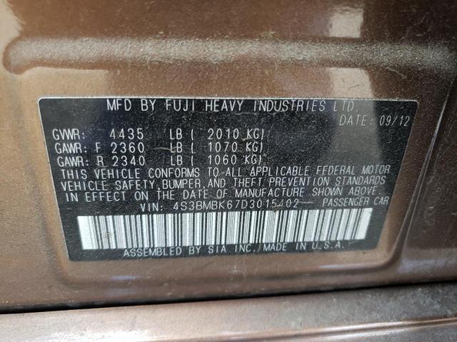 Photo 10 from auction – 2013 SUBARU LEGACY 2.5 with VIN 4S3BMBK67D3015402