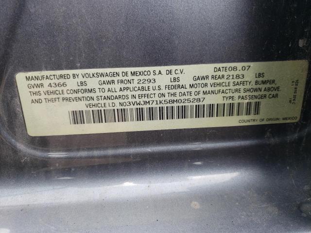 Photo 10 from auction – 2008 VOLKSWAGEN JETTA S with VIN 3VWJM71K58M025287