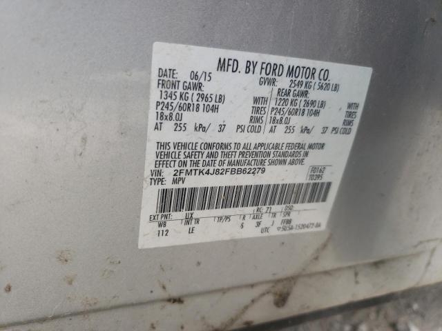 Photo 10 from auction – 2015 FORD EDGE SEL with VIN 2FMTK4J82FBB62279