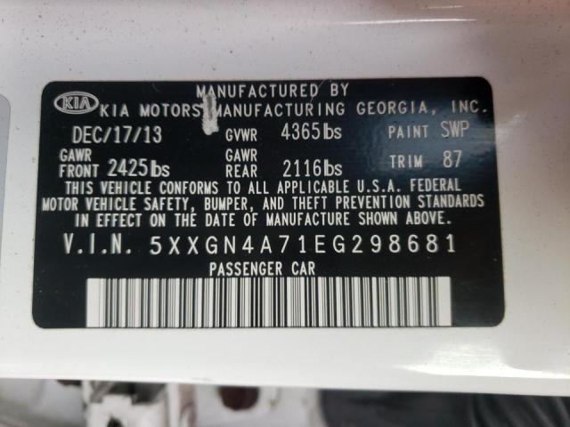 Photo 10 from auction – 2014 KIA OPTIMA EX with VIN 5XXGN4A71EG298681
