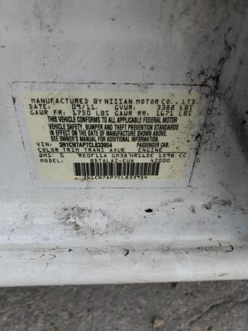 Photo 10 from auction – 2012 NISSAN VERSA S with VIN 3N1CN7AP7CL833954