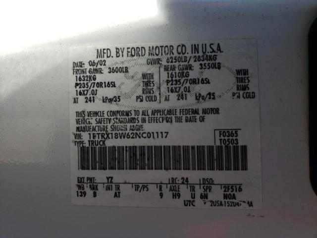Photo 10 from auction – 2002 FORD F150 with VIN 1FTRX18W62NC01117