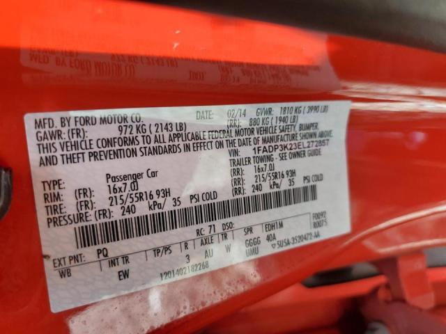 Photo 10 from auction – 2014 FORD FOCUS SE with VIN 1FADP3K23EL272857