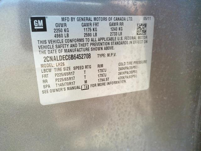 Photo 10 from auction – 2011 CHEVROLET EQUINOX LT with VIN 2CNALDEC6B6452708