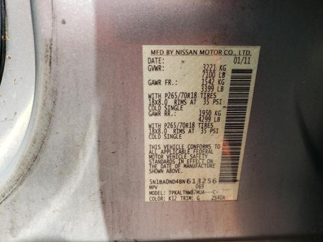Photo 10 from auction – 2011 NISSAN ARMADA SV with VIN 5N1BA0ND4BN613256