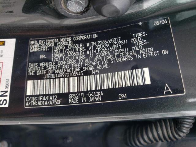 Photo 10 from auction – 2007 TOYOTA 4RUNNER SR with VIN JTEBU14R970105945