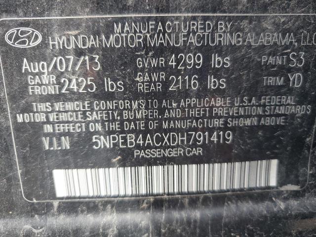 Photo 10 from auction – 2013 HYUNDAI SONATA GLS with VIN 5NPEB4ACXDH791419