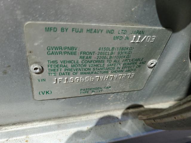 Photo 10 from auction – 2004 SUBARU FORESTER 2 with VIN JF1SG65674H747273