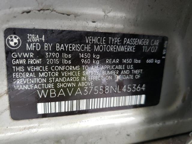Photo 10 from auction – 2008 BMW 3 SERIES with VIN WBAVA37558NL45364