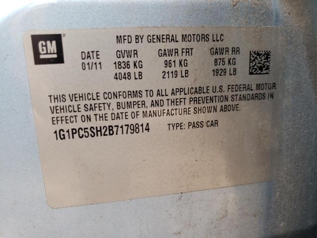 Photo 10 from auction – 2011 CHEVROLET CRUZE LS with VIN 1G1PC5SH2B7179814