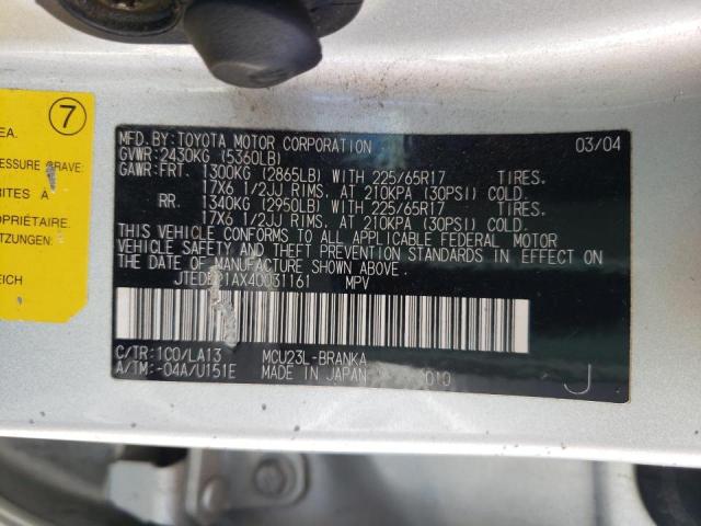 Photo 10 from auction – 2004 TOYOTA HIGHLANDER with VIN JTEDP21AX40031161