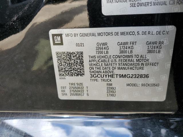Photo 10 from auction – 2021 CHEVROLET SILVERADO with VIN 3GCUYHET9MG232836