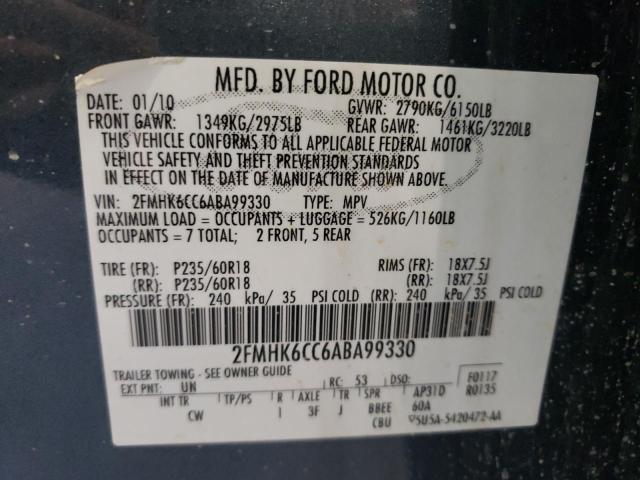 Photo 10 from auction – 2010 FORD FLEX SEL with VIN 2FMHK6CC6ABA99330