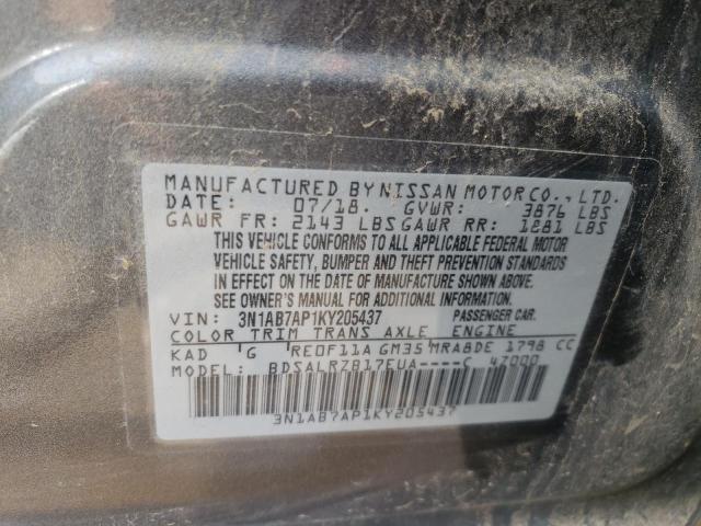 Photo 10 from auction – 2019 NISSAN SENTRA S with VIN 3N1AB7AP1KY205437