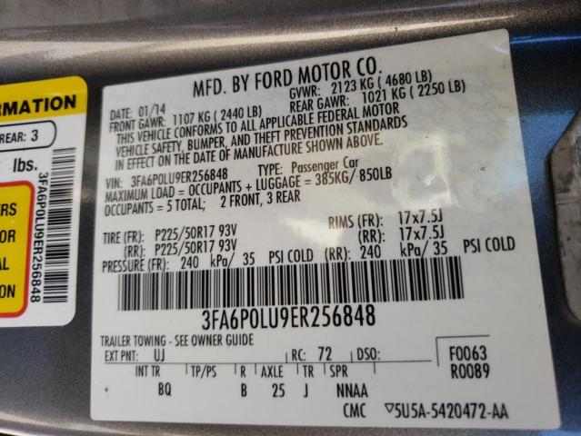 Photo 10 from auction – 2014 FORD FUSION SE with VIN 3FA6P0LU9ER256848