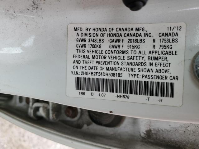 Photo 10 from auction – 2013 HONDA CIVIC LX with VIN 2HGFB2F54DH508185