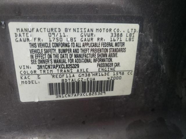 Photo 10 from auction – 2012 NISSAN VERSA S with VIN 3N1CN7APXCL825329