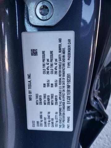 Photo 10 from auction – 2022 TESLA MODEL 3 with VIN 5YJ3E1EB1NF192391