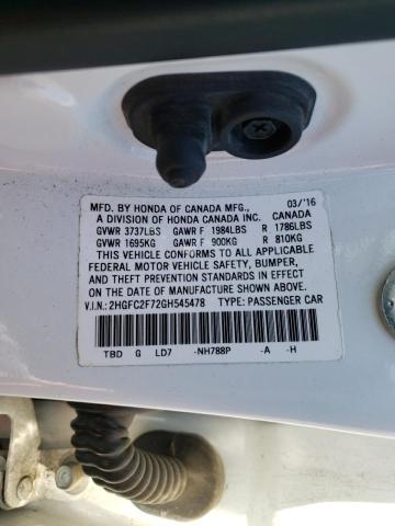 Photo 10 from auction – 2016 HONDA CIVIC EX with VIN 2HGFC2F72GH545478