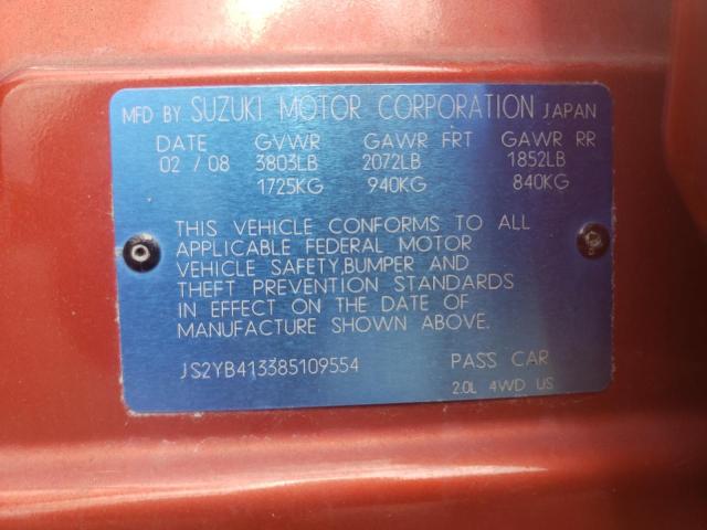 Photo 10 from auction – 2008 SUZUKI SX4 BASE with VIN JS2YB413385109554
