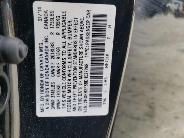 Photo 10 from auction – 2014 HONDA CIVIC LX with VIN 2HGFB2F58EH537268