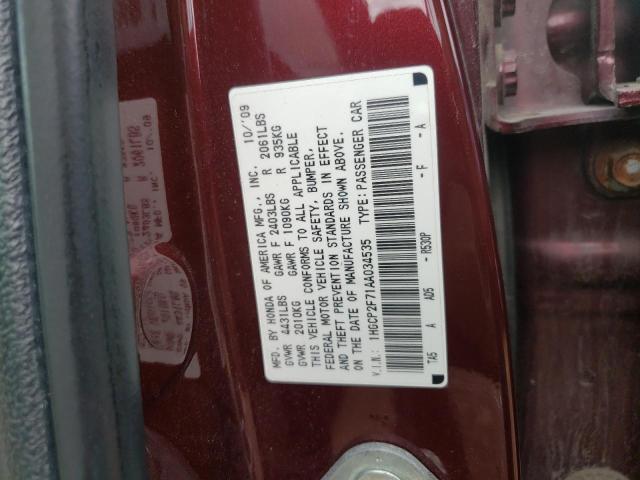 Photo 10 from auction – 2010 HONDA ACCORD EX with VIN 1HGCP2F71AA034535