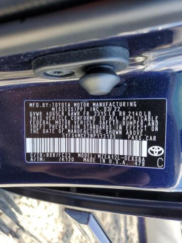 Photo 10 from auction – 2022 TOYOTA COROLLA SE with VIN 5YFS4MCE2NP113103