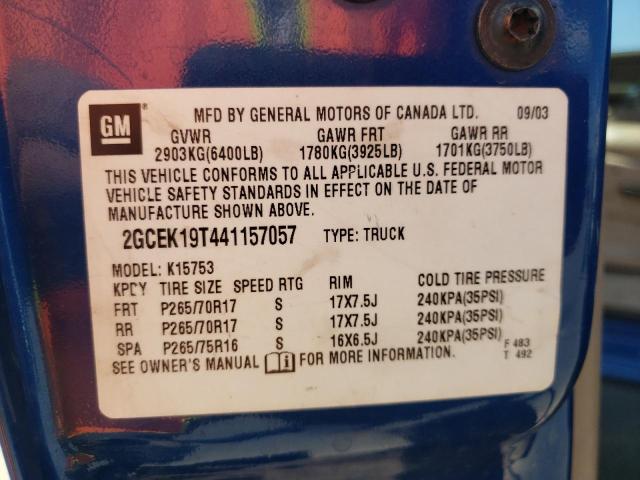 Photo 10 from auction – 2004 CHEVROLET SILVERADO with VIN 2GCEK19T441157057