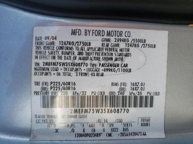 Photo 10 from auction – 2005 MERCURY GRAND MARQ with VIN 2MEFM75W35X608770