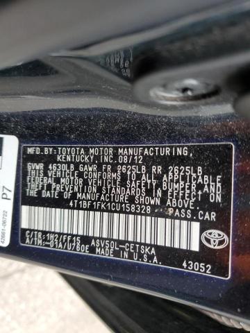 Photo 10 from auction – 2012 TOYOTA CAMRY BASE with VIN 4T1BF1FK1CU158328