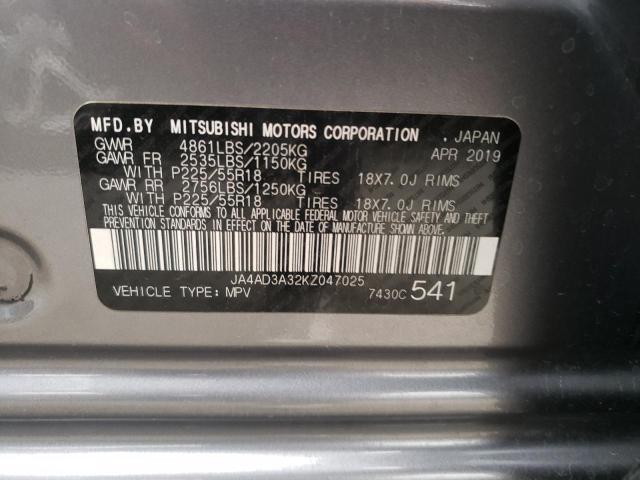 Photo 10 from auction – 2019 MITSUBISHI OUTLANDER with VIN JA4AD3A32KZ047025
