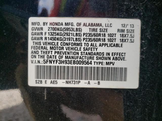 Photo 10 from auction – 2014 HONDA PILOT TOUR with VIN 5FNYF3H93EB009564