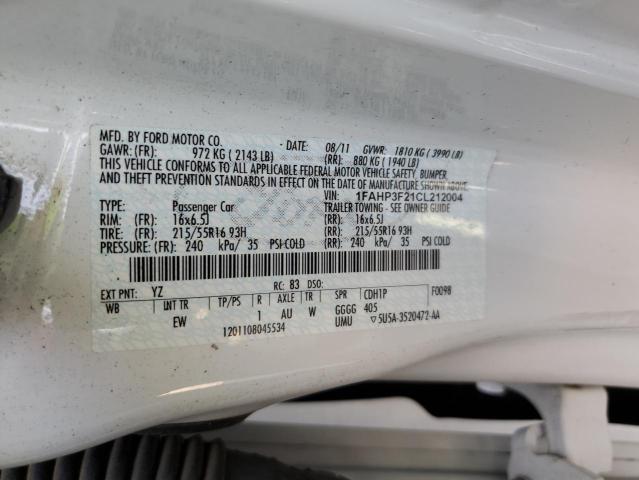Photo 10 from auction – 2012 FORD FOCUS SE with VIN 1FAHP3F21CL212004