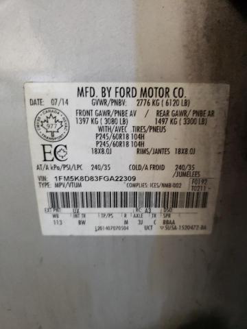 Photo 10 from auction – 2015 FORD EXPLORER X with VIN 1FM5K8D83FGA22309